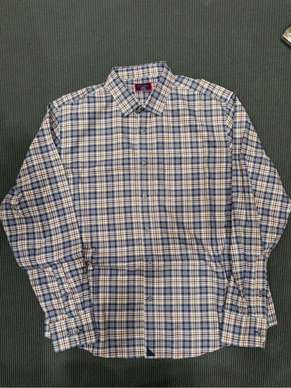 UNTUCKit Men's Blue, White & Red Plaid Button-Down Shirt